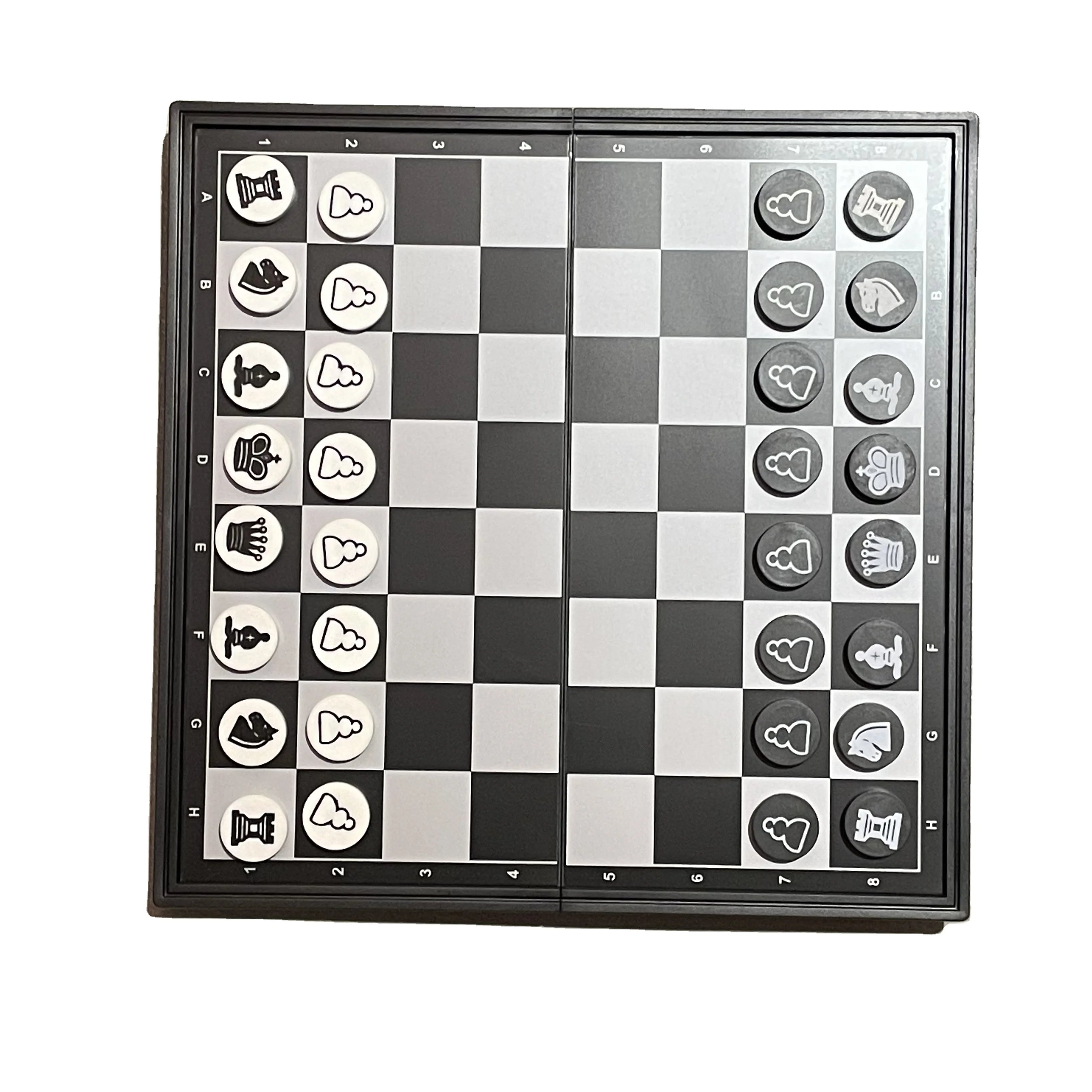 Popular Portable Waterproof Eco-friendly Plastic Chessboard Set 2in1 Magnetic Checkers with Folding Box