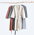 Custom European Flax Linen Cotton Kimono Bath Robe for Women Quick-Dry Spa Sauna Breathable