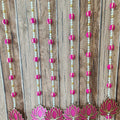 Pafu Lotus Garland with Pearls Pink Lotus Temple Deepavali Wall Decoration Diwali Long Beads Decor Diwali Gift