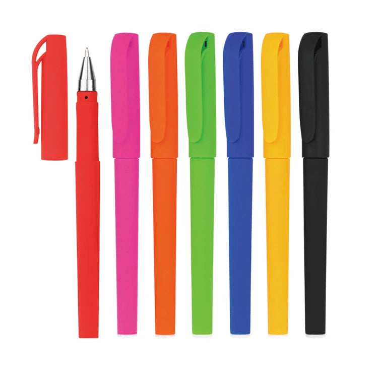Custom Logo JR Brand Promotion Office School Gel Ink Pen Blue Rubber Coated Soft Touch Plastic Environment-protective Ink 0.5mm