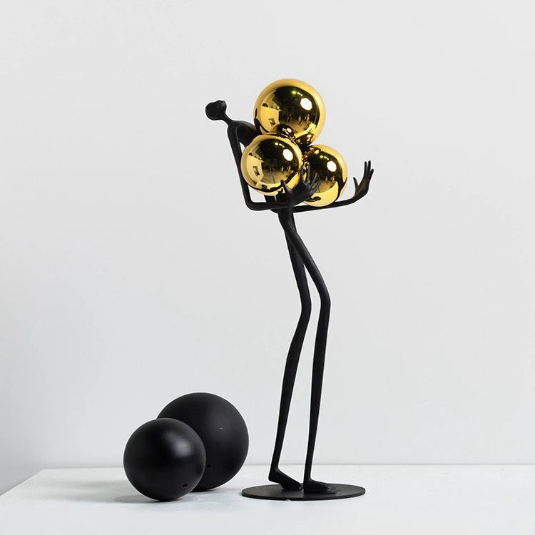 Contemporary Simple Golden Ball Abstract Sculpture Metal Home Decoration Crafts Hotel Luxury Statue