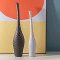Merlin Living Modern Tall Vase Ceramic White Matte with Slim Design Rough Surface in Different Colors for Flower Arrangement