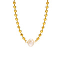 Classic Pearl Necklace 18k PVD Gold Plated Bead Chain Stainless Steel Party Gift