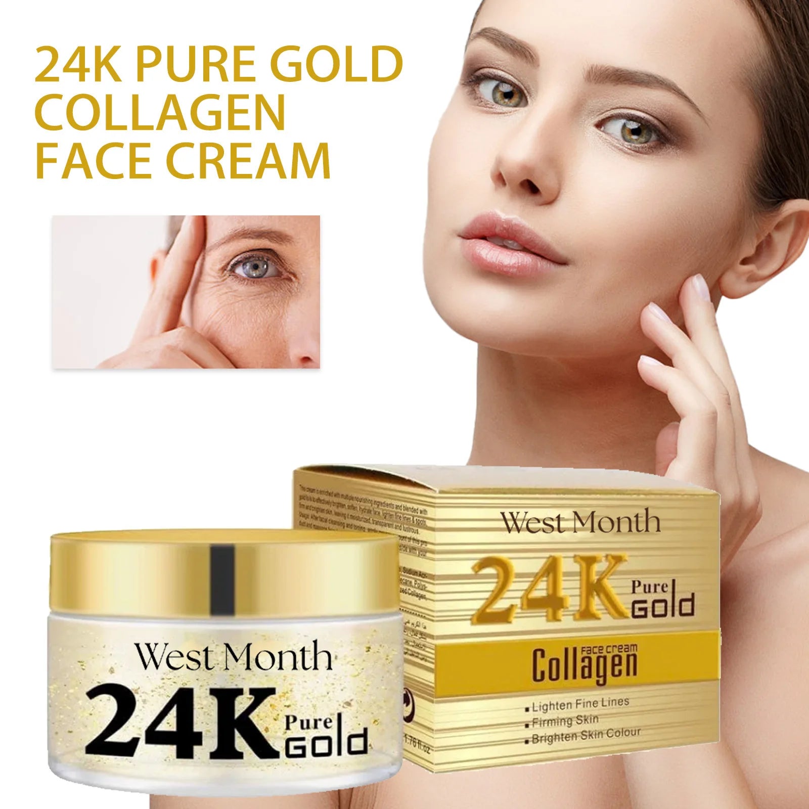 Wholesale West Month Face Bright Day Night Cream 24k Gold Collagen Face Cream for Anti Aging Skin Lightening