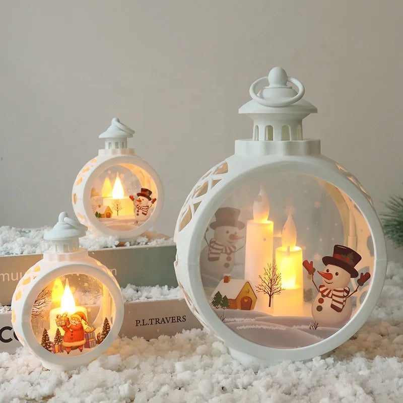 Eco-Friendly Plastic Round Christmas Light Ornament Merry Christmas Decoration Home Natal Navidad Xmas Gift New Year 8.5x12cm