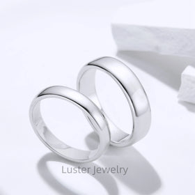 Lusterfactory 925 Sterling Silver Couple Smooth Plain Finger Band Ring for Women Men Gift Wholesale Bulk Fine Wedding Jewelry