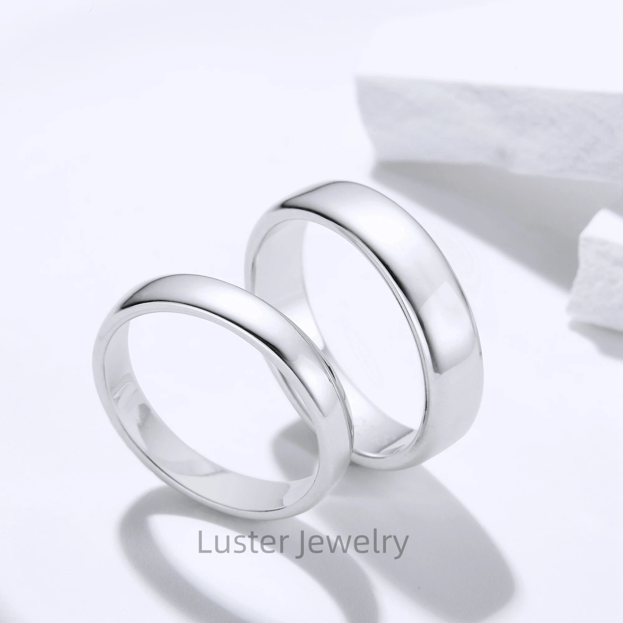 Lusterfactory 925 Sterling Silver Couple Smooth Plain Finger Band Ring for Women Men Gift Wholesale Bulk Fine Wedding Jewelry