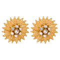 Ins Popular Large Sunflower Texture Design Earrings Cubic Zirconia Stainless Steel 18k Gold Plated Stud Earrings Pendientes