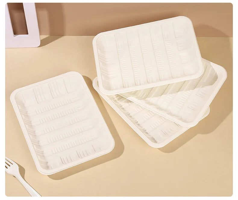 Disposable Corn Starch Large Tray Large Capacity Environmental Protection Biodegradable Cornstarch Cornstarch Trays Food Tray