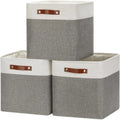 Canvas Linen Storage Basket Bin Handles for Shelves Organization Canvas/fabric with PVC Large 3 Pack Carton Foldable BSCI 500pcs