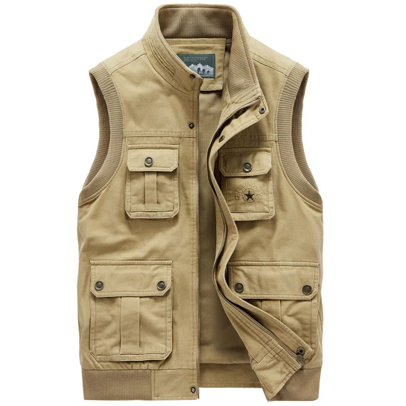 LAYENNE Multi-pocket Man Work Cargo Cotton Oversized Photographer Black Mesh Utility Windproof Outdoor Fishing Cotton Men's Vest