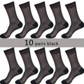 Men Ultra Thin Dress Socks Silk Sheer Business Socks Soft Nylon Work Trouser Sox Mid Calf Mens Sheer Nylon Dress Socks