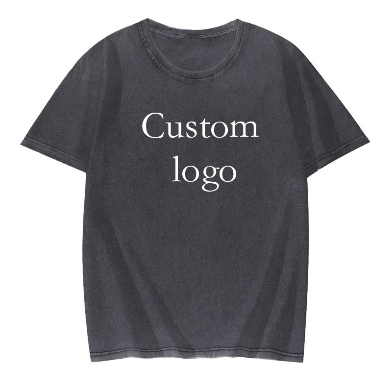 Custom Manufacturer Cheap Price Short Sleeve Black Grey Men Blank Acid Washed T Shirt
