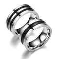 2022 Tiktok Hot Wedding Couple Rings Black Silver 8MM Stainless Steel Rings Size 6-13 Fashion Stainless Steel Twill Rings Men