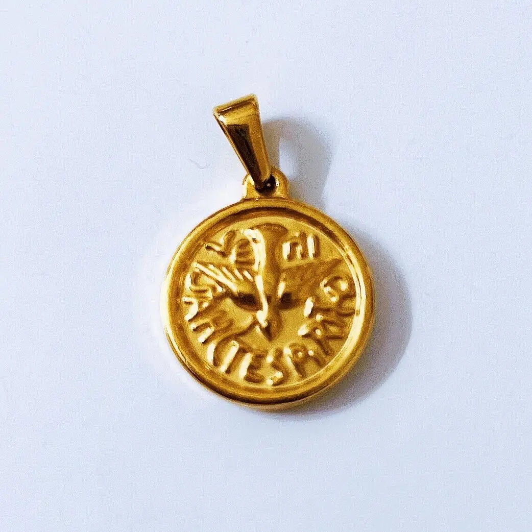 Men Religious Bible Cross Jewelry Stainless Steel Justice Balance Libra Pendant 18K Gold Plated Holy Spirit Dove Medal Pendant