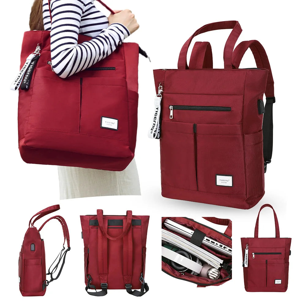 Wholesale Large Capacity Multi-compartment 15.6 Inch Nylon USB Waterproof Lightweight Campus Daily Outing Womens Backpacks