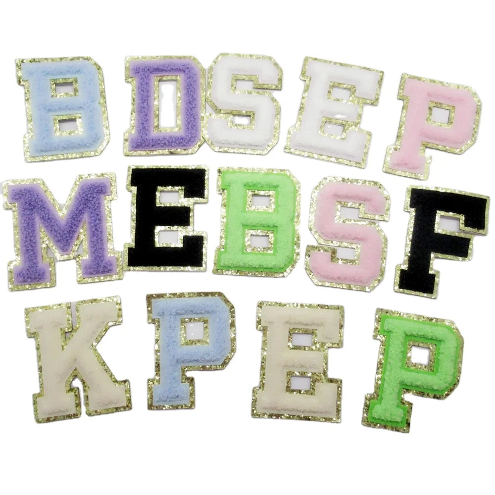 Customized DIY Glitter Letters Patch Customized Your Own Color Chenille Letter Patch