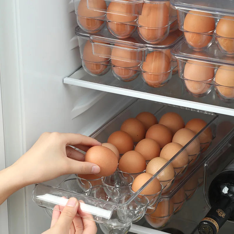 12 Pack Refrigerator Egg Storage Box clear Egg Organizer Container with Lid
