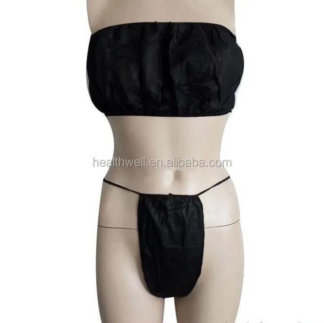 Disposable Women's Bras and Panties Set Breathable Everyday Use Full Cup Front Closure Bikini Underwear Included
