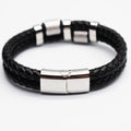 BMZ 2025 European and American Trendy Men's Minimalist Black Microfiber Leather Bracelet Black Leather Bracelet