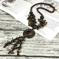 Retro Bohemian Summer Party Long Necklace Jewelry Wood Coconut Shell Heart Pendant Handmade Necklace Ethnic Trendy Accessory