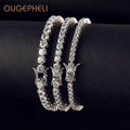 OUGEPHELI 3mm 4mm 5mm Tennis Bracelet CZ Zircon Cubic Zirconia Gold Plated Brass Pulseira Brazalete Bracciali Fashion Jewelry