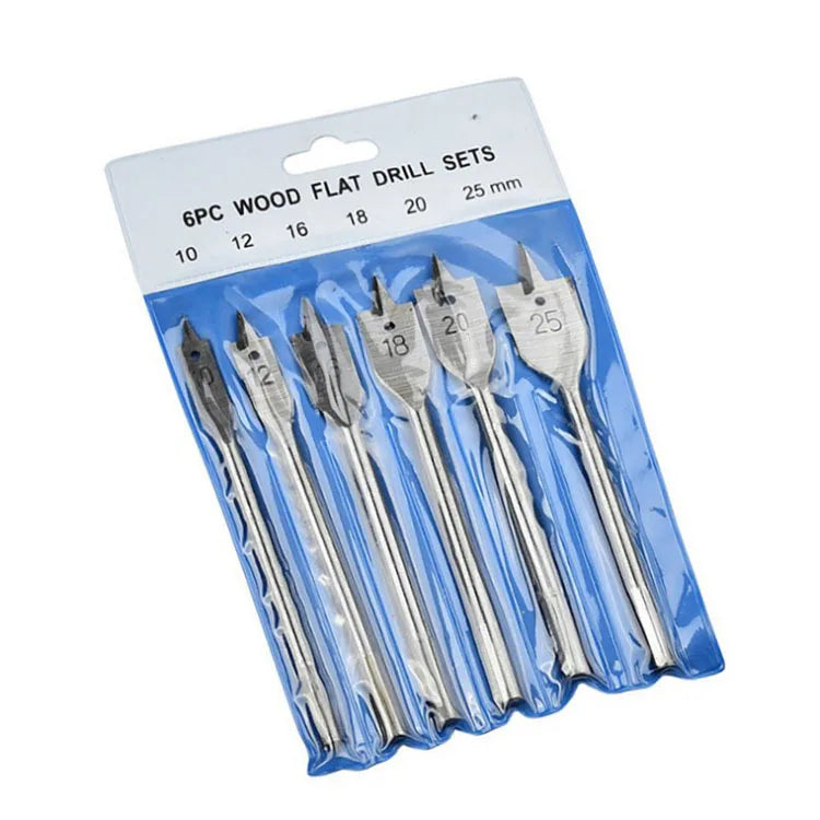 6Pcs 10-25mm Professional Quick Change Hex Shank Shank Flat Spade Wood Drill Bit for Wood Cutting