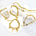 Ready Ship 18K PVD Gold Plated Double-Layer Blue Eye Pearl Stainless Steel Bracelet-Fashion Charm Bracelets for Women Direct