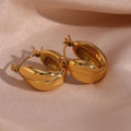 Dreamshow Minimalist 18K Gold Plated Croissant Design Chunky Hoop Earring for Women Tarnish Free Stainless Steel Jewelry
