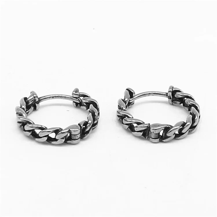 Hot Sale Products Retro Unisex Jewelry Stainless Steel Link Chain Hoop Earrings Men Women