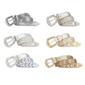 Custom Luxury Designer Cowboy Belt with Rhinestone and Alloy Buckle for Men and Women in Leather