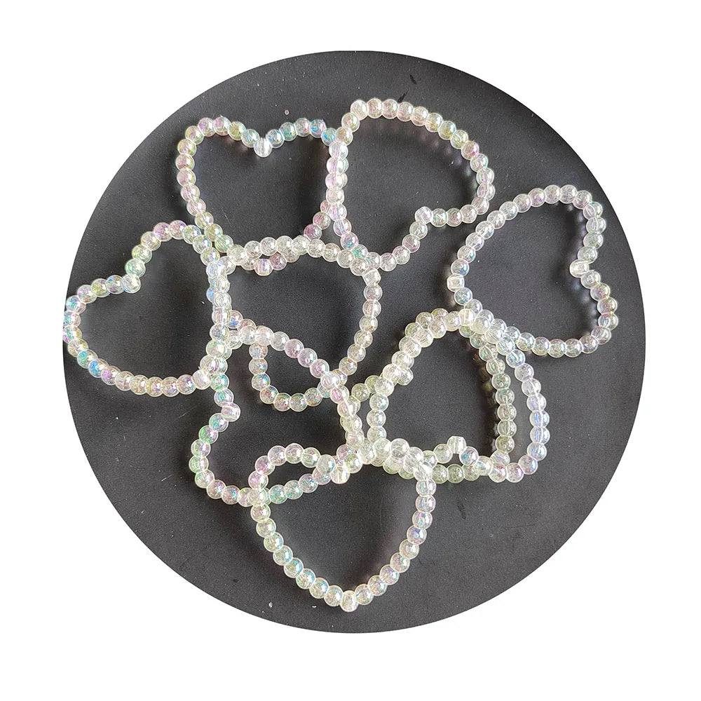 New Arrive 48MM Clear AB Circle Love Heart Bead Frame Two Hole Frame Spacer Beads Connector Ring for Jewelry Making Supplier