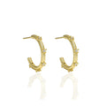 Solid Silver With Gold Plated C Shaped Earrings Metal Texture CZ Zirconia Encrusted Chunky Hoop Fine Jewelry