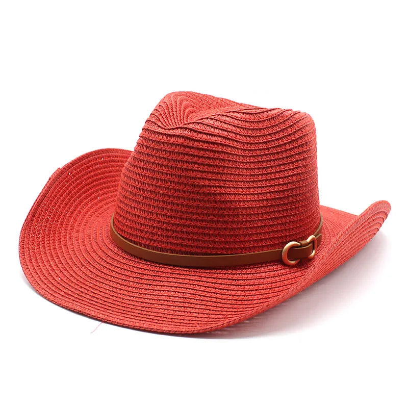 Customized Color Vintage Top Hat High Quality Woven 100% Natural Straw Wholesale Custom Straw Hats Classic Leather Belt