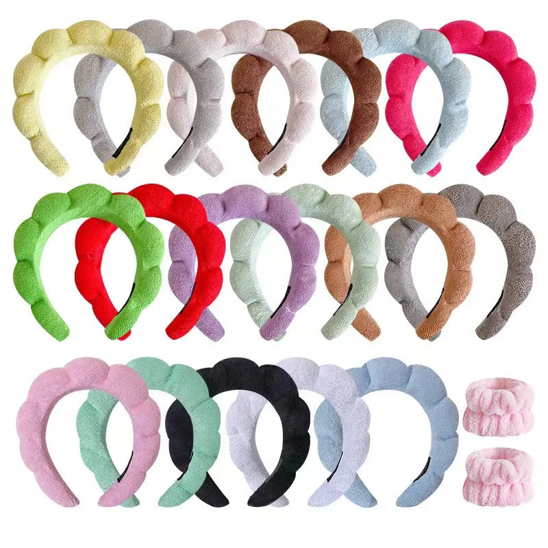Wholesale Makeup Tools Claw Clip and Wristband Set Custom Facial SPA Headband Sporty Makeup Twisted Sponge Hairband for Women