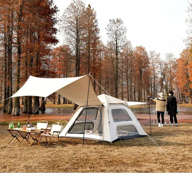 New Arrival Oxford Fully Automatic Camping Outdoor Tents Quick Open Camping Tent  With Extra Tarp