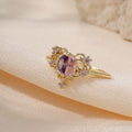De Crown Design Double Color Cubic Zirconia Ring Double-color Gemstone Zirconia Open Rings Resizable Open Gemstones Brass Ring