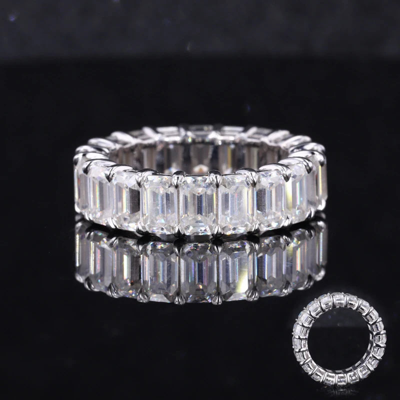 14 Kt  Solid Gold Moissanite Rings Skinny Radiant Oval Oremerald Cut Moissanite Diamond Stone Band Ring