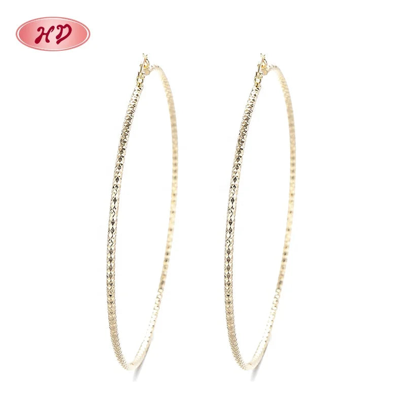 Joyeria Oro Hengdian Earrings for Girls Chic Women'S Gift Jewelry 18K Gold-Plated Zircon Hoop Earrings for Fashionable Women