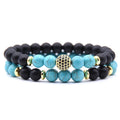 Wholesale 2pcs Turquoise Beaded Bracelet Stretch Friendship Birthday Valentine's Day Gift Bracelet