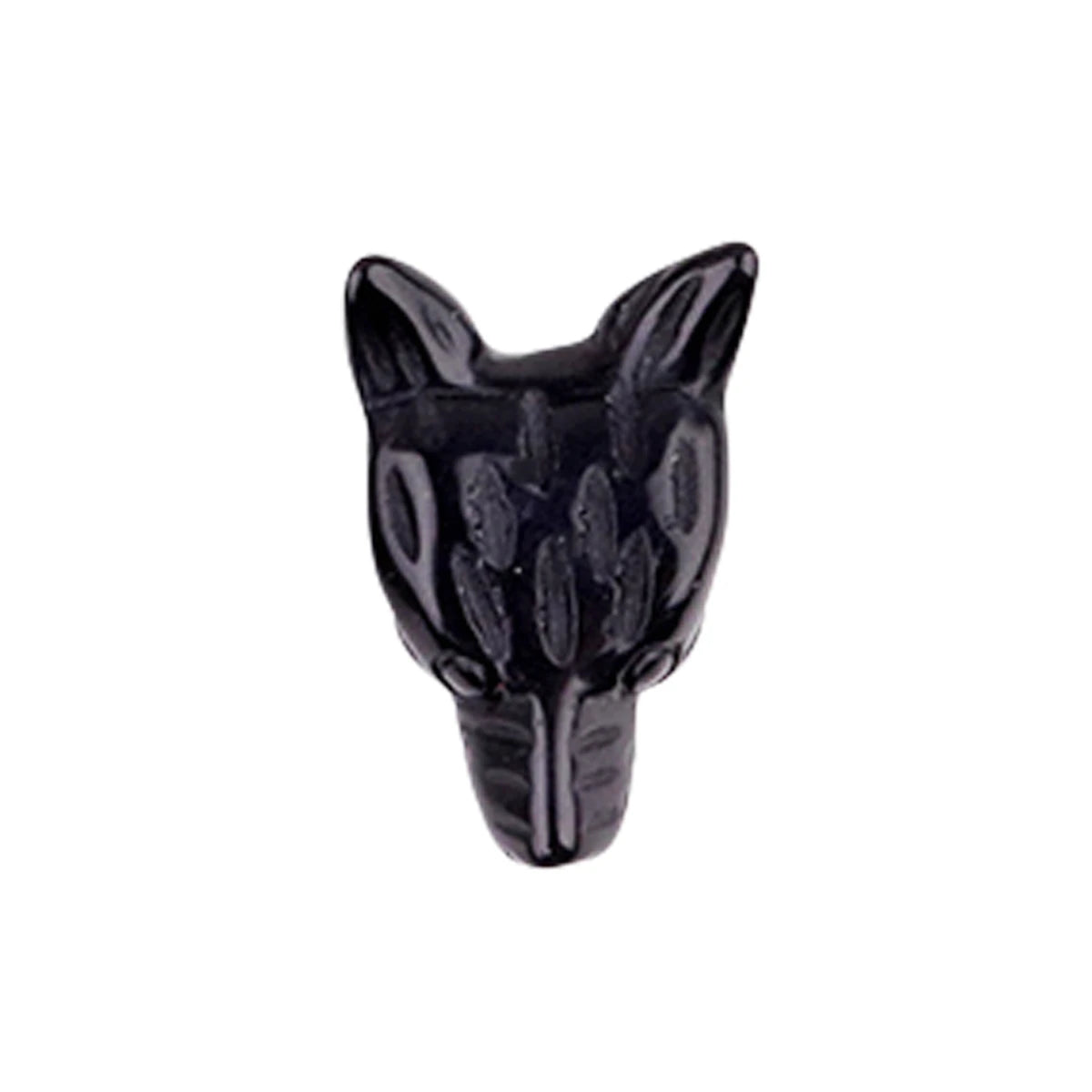 Wholesale Wolf Head Ornament Hand Carved Natural Crystal Obsidian Semi-Precious Stone Craft for Home Decoration