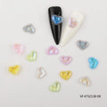 Nail Art Aurora Heart-shaped Nail Art Decoration Color Love Diamond Rhinestone Fine Sparkling Pearlescent 3D Resin Nail Art