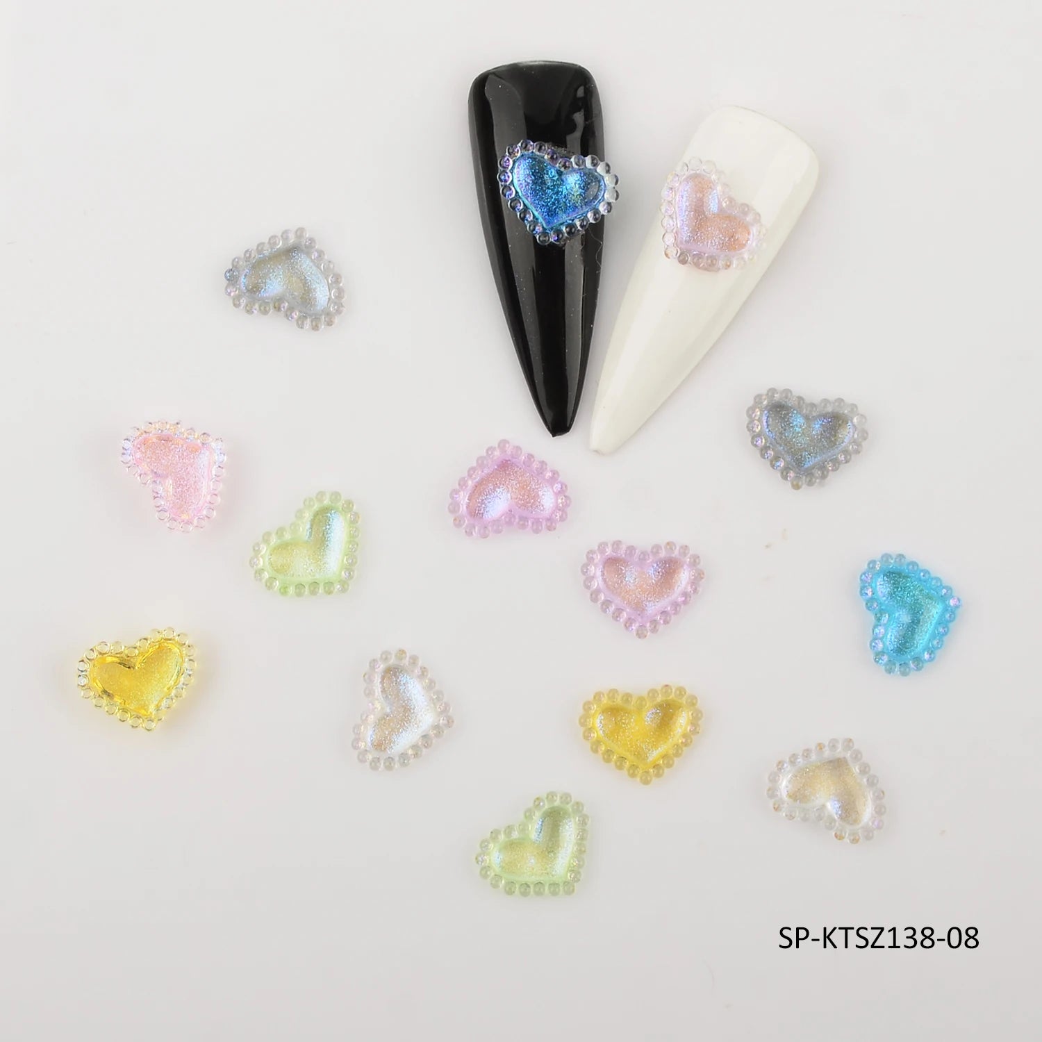 Nail Art Aurora Heart-shaped Nail Art Decoration Color Love Diamond Rhinestone Fine Sparkling Pearlescent 3D Resin Nail Art