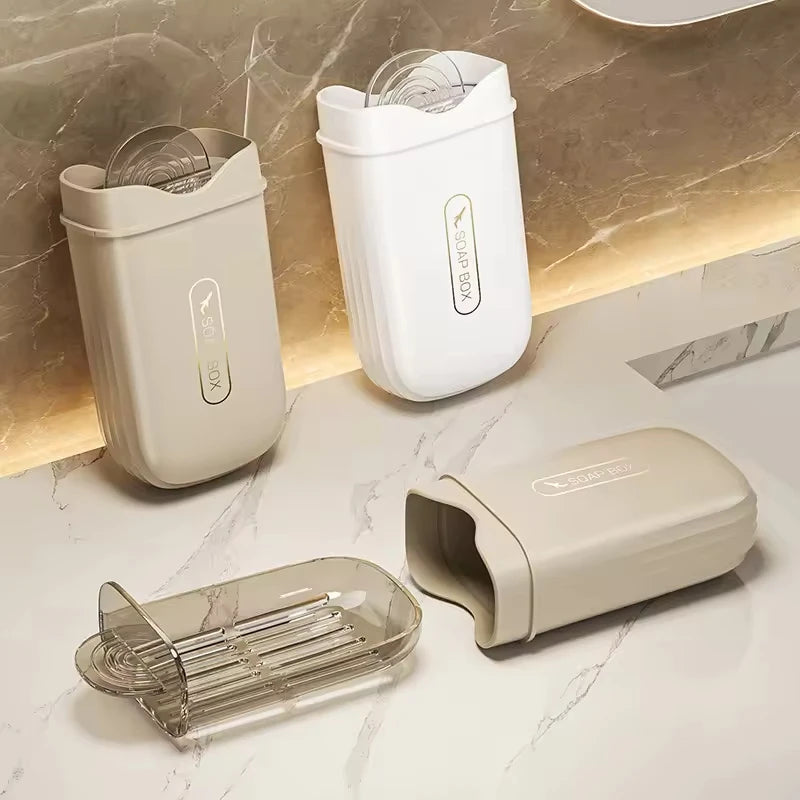 Light Luxury Portable Travel Soap Box with Cute Cover Sealed Drain for Business Travel Student Dormitory Home Use