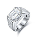 Custom Solid Sterling Silver 925 Mens Moissanite Ring with Prong Setting Customizable Options Engagement Ready