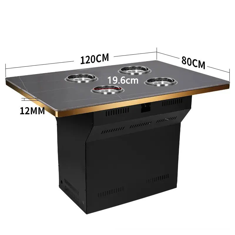 Custom Design Commercial Smokeless Slate Material Restaurant Table With Induction Cooker Hot Pot and Purifier
