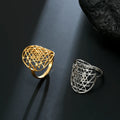 Myshape Sri Yantra Meditation Ring Women Stainless Steel Gold Color Geometric Adjustable Finger Rings 2022 Viking Jewelry Gift