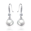 Fashion 925 Silver Plated Drop 12MM White Pearl Wedding Earring Jewelry for Women