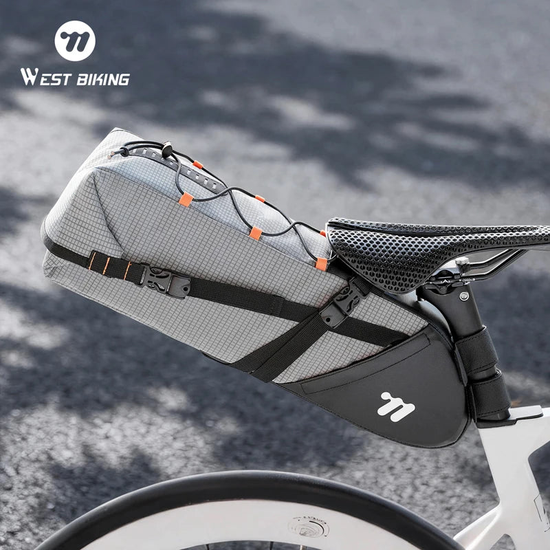 WEST BIKING Multifunctional  Large Capacity 10L Waterproof Bike Tail Seat Bag Road Mountain Bike Saddle Bag for Riding