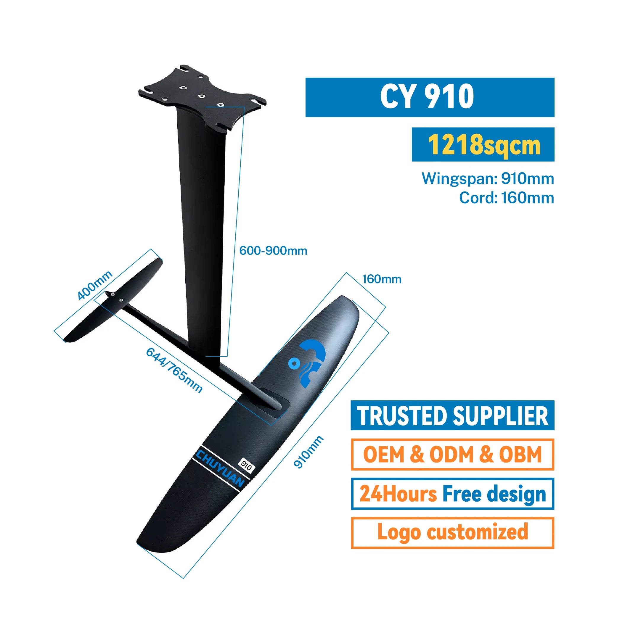 CY 910 Carbon Fiber Surfboard Hydrofoil Hardboard SUP with Electric Starting System Wholesale Inflatable Board Tail Wing Surfing